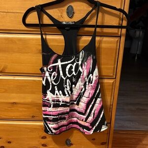 Metal Mulisha Black and Pink Graphic Tank Top